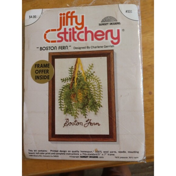 Jiffy Stitchery #331 Boston Fern Kit - Picture 1 of 1